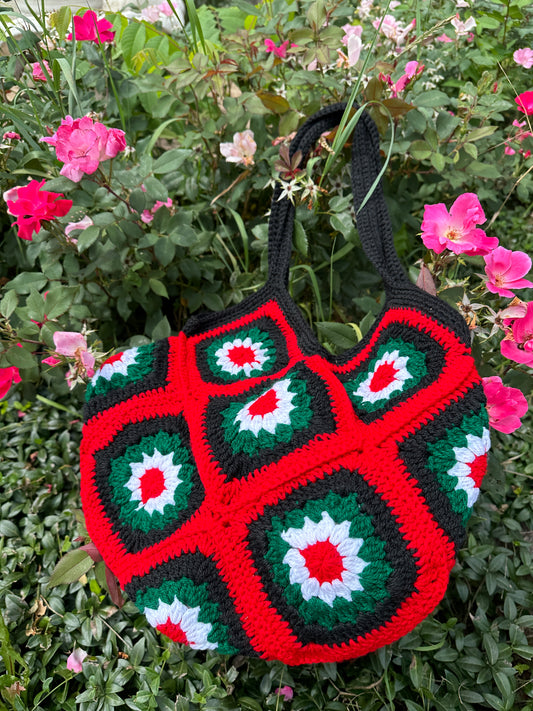 Flower Crochet Tote Bag