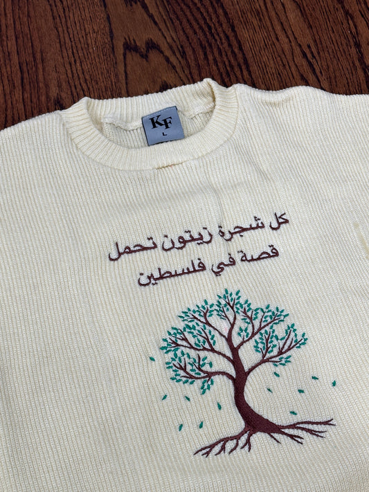 Ivory Olive Tree Knit Sweater