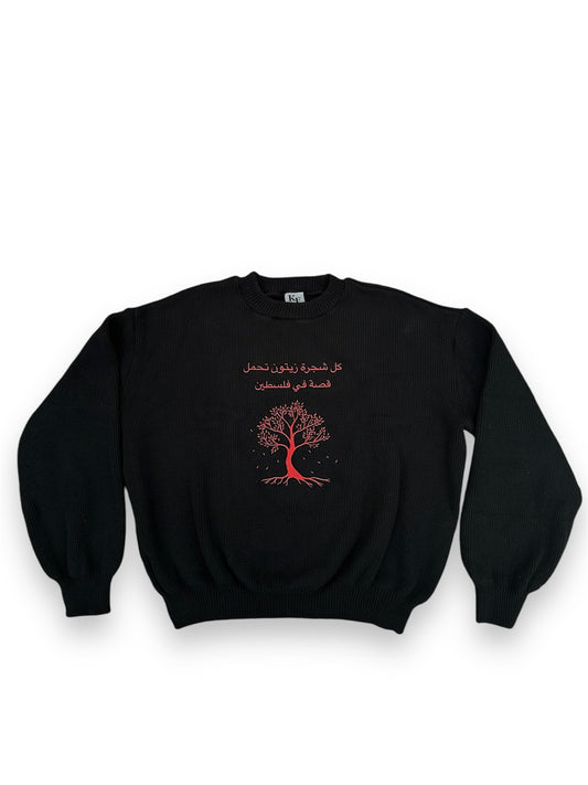 Black Olive Tree Knit Sweater