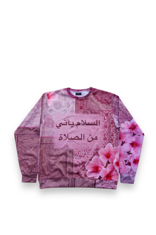 “Peace Comes from Prayer” Floral Sweater